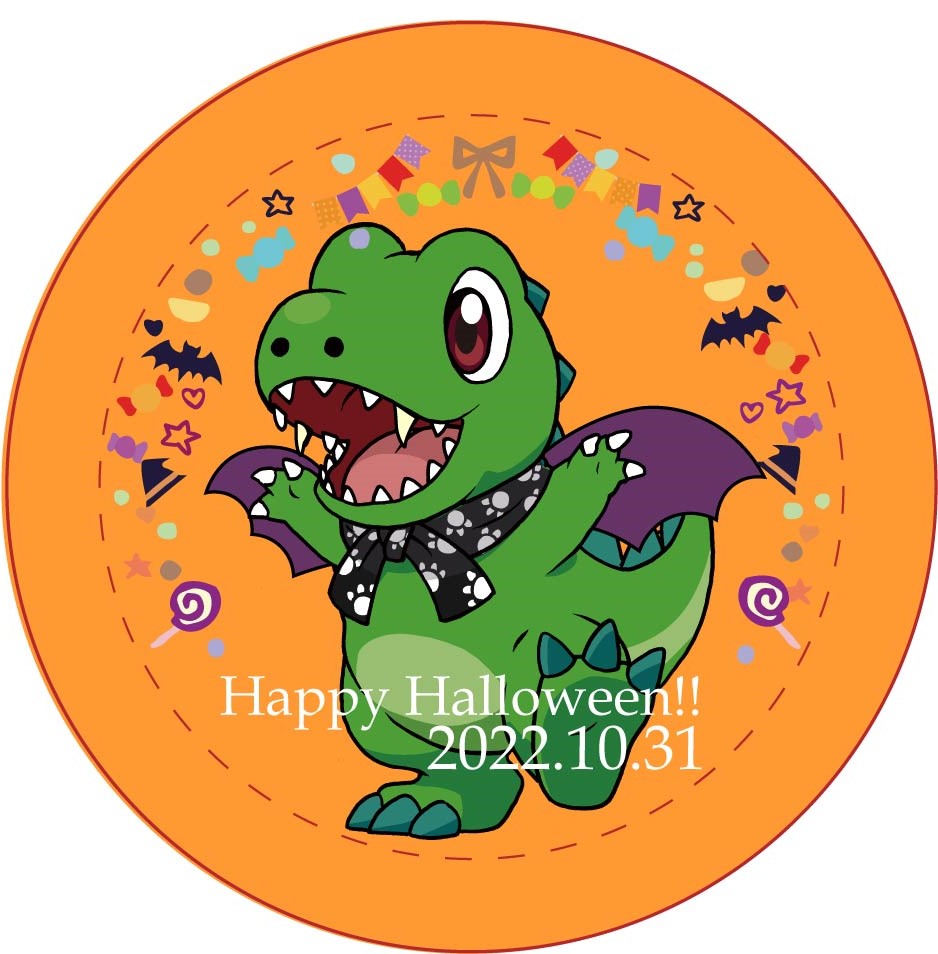 と*ん様 限定ハロウィン恐竜さん サウルスくん　ハロウィンバッチ